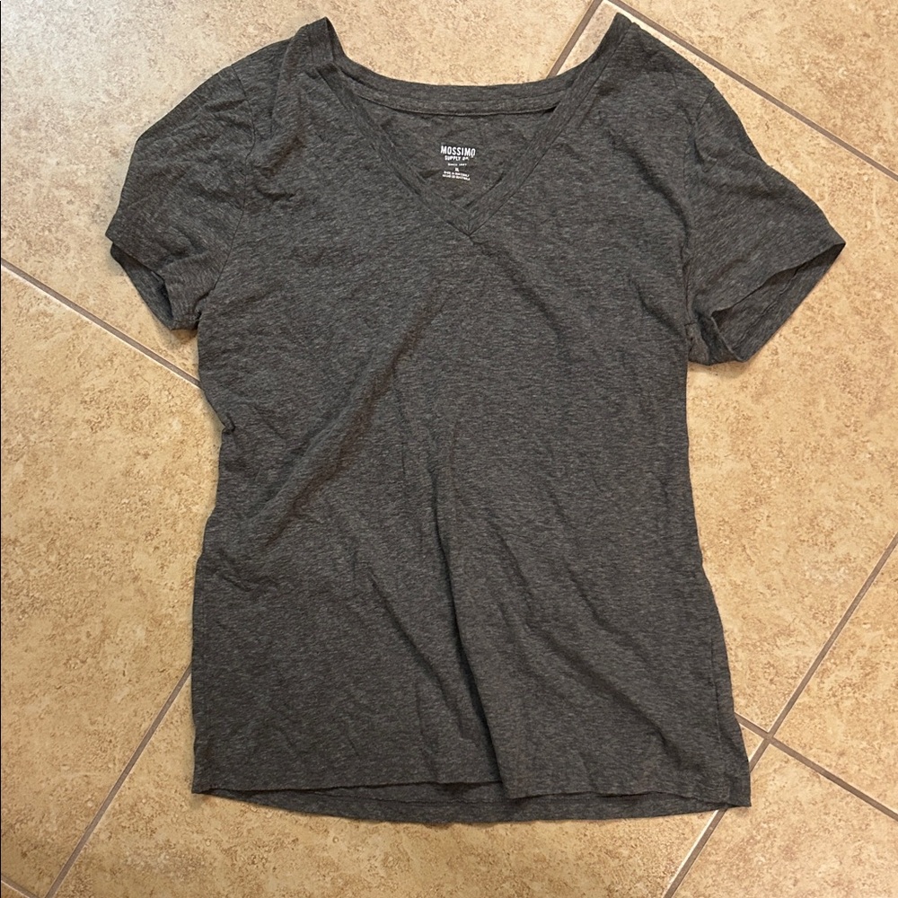Mossimo Dark Gray Vintage V-Neck Short Sleeve Tee